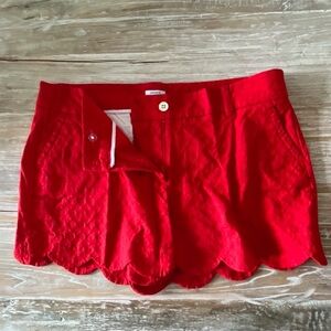 Crown & Ivy Red High Waist Scalloped Shorts